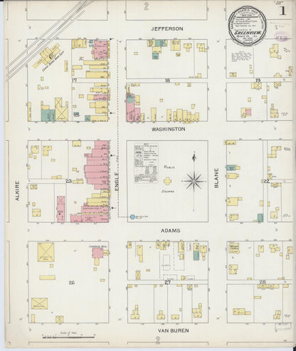 Sanborn Fire Insurance Map from Greenview, Menard County, Illinois (1893), Sheet #0001 - Complete Map Set gallery image, historic Sanborn map, vintage wall art, Illinois Illinois