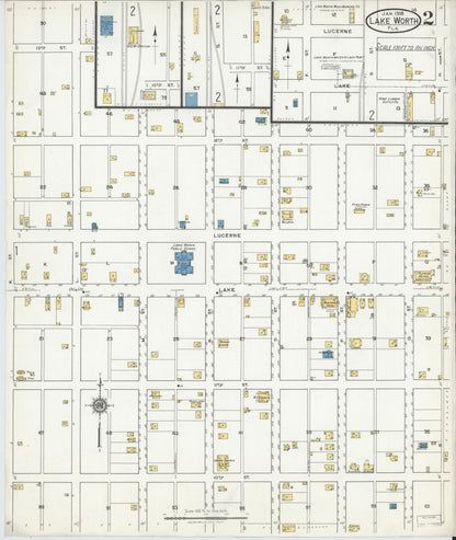 Sanborn Fire Insurance Map from Lake Worth, Palm Beach County, Florida (1918), Sheet #0002 - Complete Map Set gallery image, historic Sanborn map, vintage wall art, Florida Florida