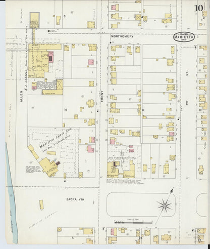 Sanborn Fire Insurance Map from Marietta, Washington County, Ohio (1896), Sheet #0010 - Historic Sanborn Fire Insurance Map Print, vintage old map wall art, antique decor, genealogy gift, Ohio Ohio map