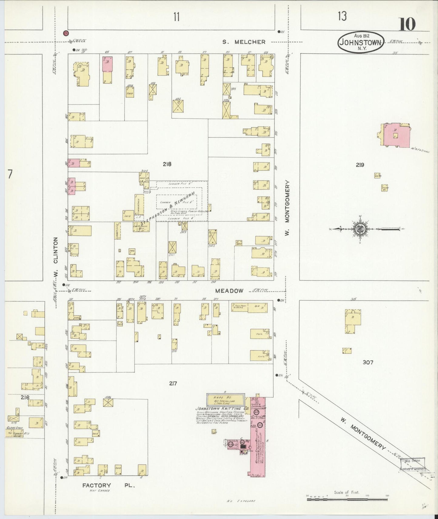 Sanborn Fire Insurance Map from Johnstown, Fulton County, New York (1912), Sheet #0010 - Complete Map Set gallery image, historic Sanborn map, vintage wall art, New York New York