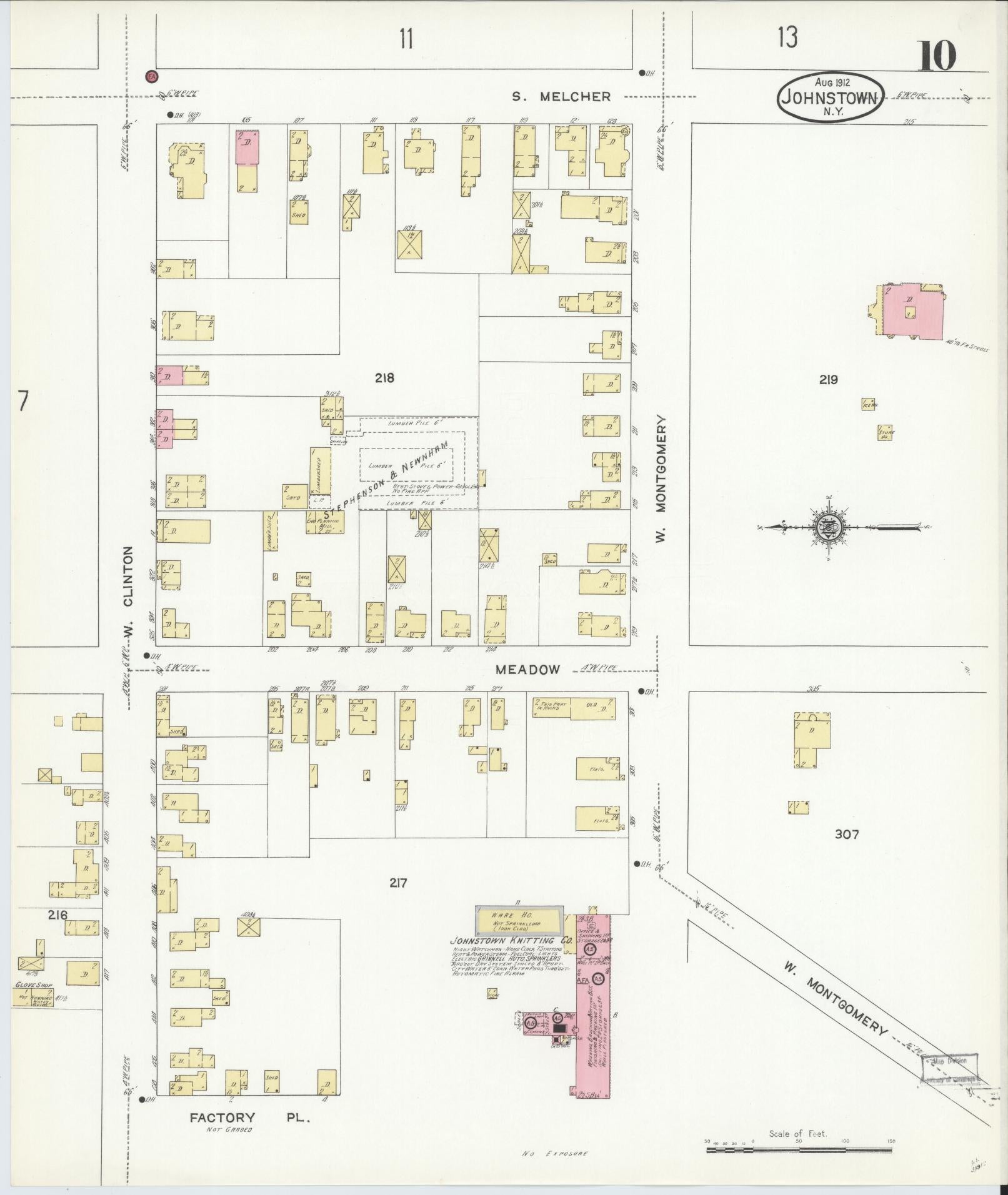 Sanborn Fire Insurance Map from Johnstown, Fulton County, New York (1912), Sheet #0010 - Complete Map Set gallery image, historic Sanborn map, vintage wall art, New York New York