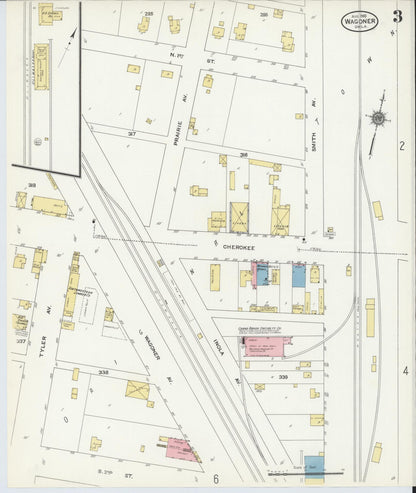 Sanborn Fire Insurance Map from Wagoner, Wagoner County, Oklahoma (1910), Sheet #0003 - Complete Map Set gallery image, historic Sanborn map, vintage wall art, Oklahoma Oklahoma