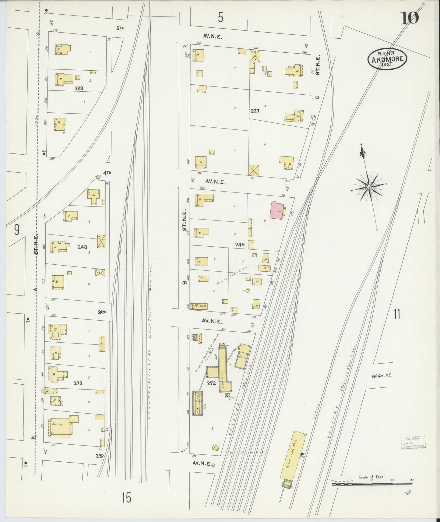Sanborn Fire Insurance Map from Ardmore, Carter County, Oklahoma (1907), Sheet #0010 - Historic Sanborn Fire Insurance Map Print, vintage old map wall art, antique decor, genealogy gift, Oklahoma Oklahoma map