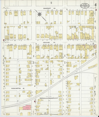 Sanborn Fire Insurance Map from Windber, Somerset County, Pennsylvania (1910), Sheet #0004 - Historic Sanborn Fire Insurance Map Print, vintage old map wall art, antique decor, genealogy gift, Pennsylvania Pennsylvania map