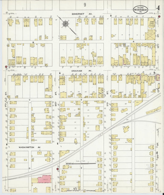 Sanborn Fire Insurance Map from Windber, Somerset County, Pennsylvania (1910), Sheet #0004 - Historic Sanborn Fire Insurance Map Print, vintage old map wall art, antique decor, genealogy gift, Pennsylvania Pennsylvania map