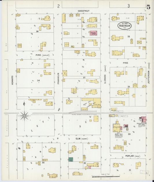 Sanborn Fire Insurance Map from Robinson, Crawford County, Illinois (1899), Sheet #0005 - Historic Sanborn Fire Insurance Map Print, vintage old map wall art, antique decor, genealogy gift, Illinois Illinois map
