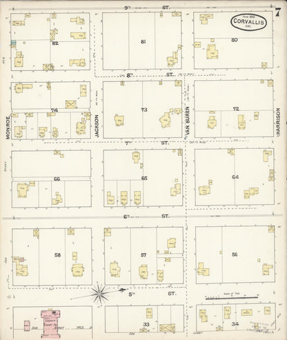 Sanborn Fire Insurance Map from Corvallis, Benton County, Oregon (1890), Sheet #0007 - Complete Map Set gallery image, historic Sanborn map, vintage wall art, Oregon Oregon