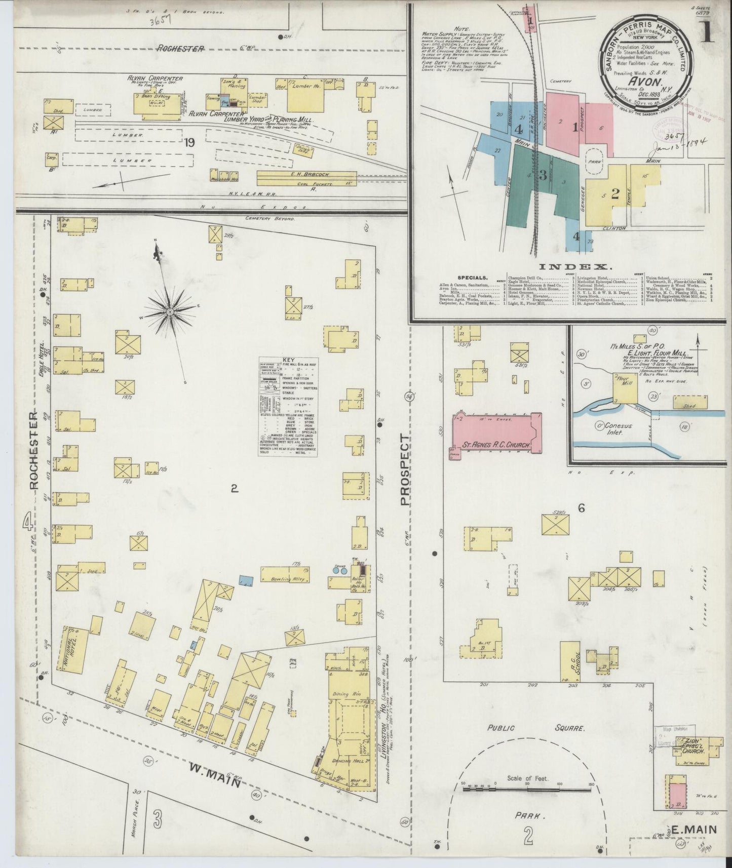 Sanborn Fire Insurance Map from Avon, Livingston County, New York. (1893) – Historic Sanborn Fire Insurance Map Print