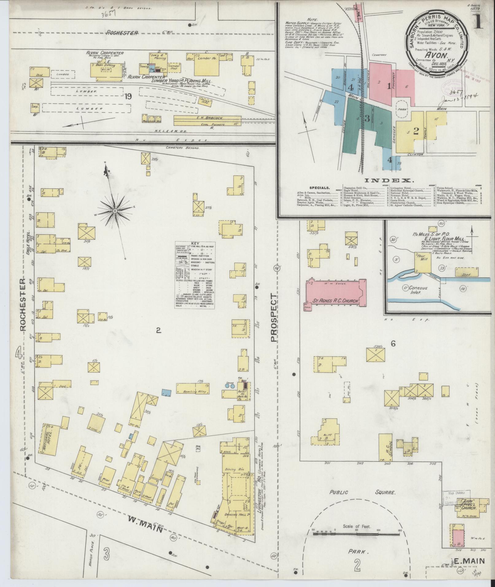 Sanborn Fire Insurance Map from Avon, Livingston County, New York. (1893) – Historic Sanborn Fire Insurance Map Print