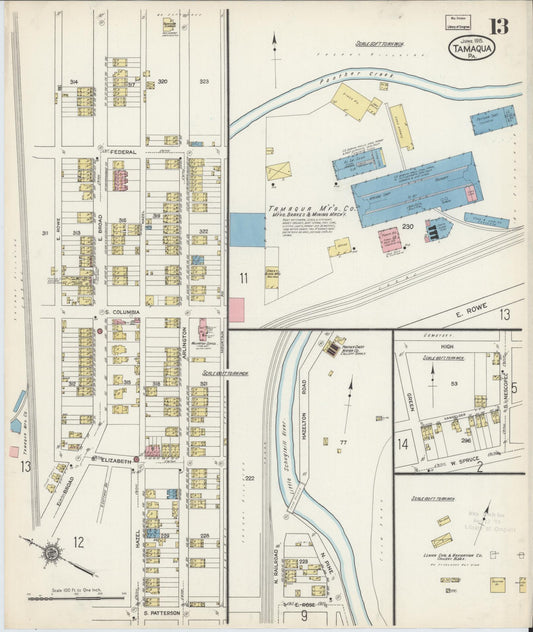 Sanborn Fire Insurance Map from Tamaqua, Schuylkill County, Pennsylvania (1915), Sheet #0013 - Historic Sanborn Fire Insurance Map Print, vintage old map wall art, antique decor, genealogy gift, Pennsylvania Pennsylvania map