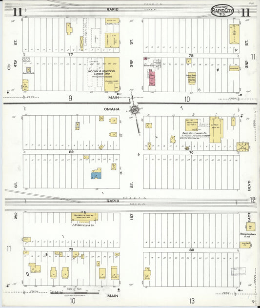 Sanborn Fire Insurance Map from Rapid City, Pennington County, South Dakota (1923), Sheet #0011 - Historic Sanborn Fire Insurance Map Print, vintage old map wall art, antique decor, genealogy gift, South Dakota South Dakota map