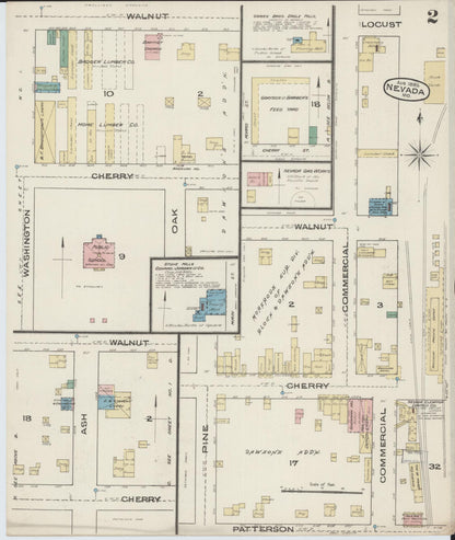 Sanborn Fire Insurance Map from Nevada, Vernon County, Missouri (1885), Sheet #0002 - Complete Map Set gallery image, historic Sanborn map, vintage wall art, Nevada Nevada