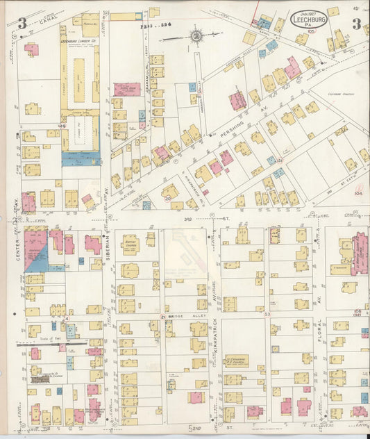 Sanborn Fire Insurance Map from Leechburg, Armstrong County, Pennsylvania (1943), Sheet #0003 - Historic Sanborn Fire Insurance Map Print, vintage old map wall art, antique decor, genealogy gift, Pennsylvania Pennsylvania map