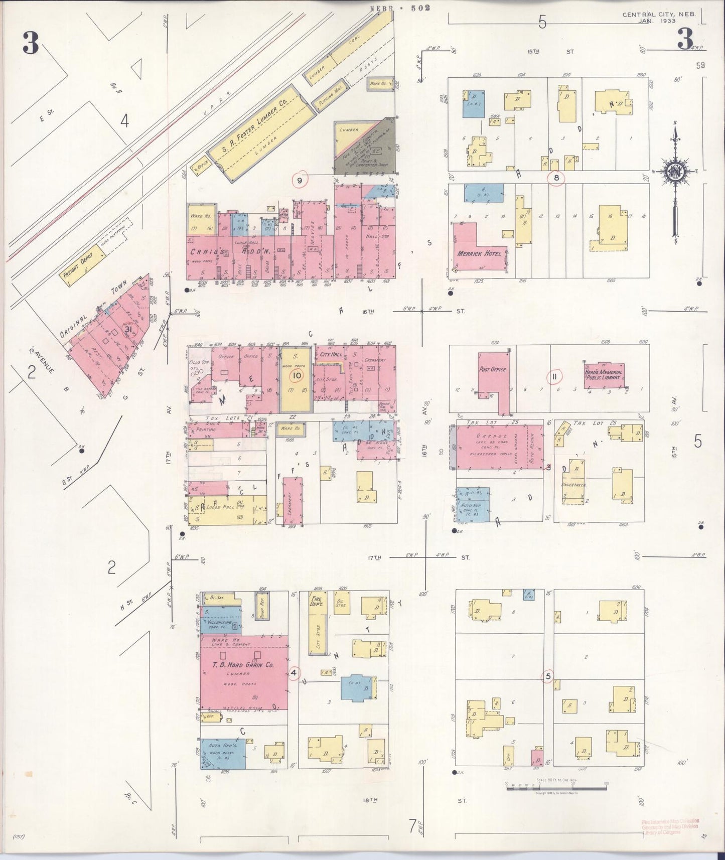 Sanborn Fire Insurance Map from Central City, Merrick County, Nebraska (1943), Sheet #0003 - Complete Map Set gallery image, historic Sanborn map, vintage wall art, Nebraska Nebraska