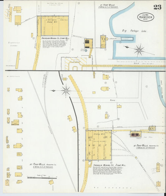 Sanborn Fire Insurance Map from Houghton, Houghton County, Michigan (1900), Sheet #0023 - Historic Sanborn Fire Insurance Map Print, vintage old map wall art, antique decor, genealogy gift, Michigan Michigan map