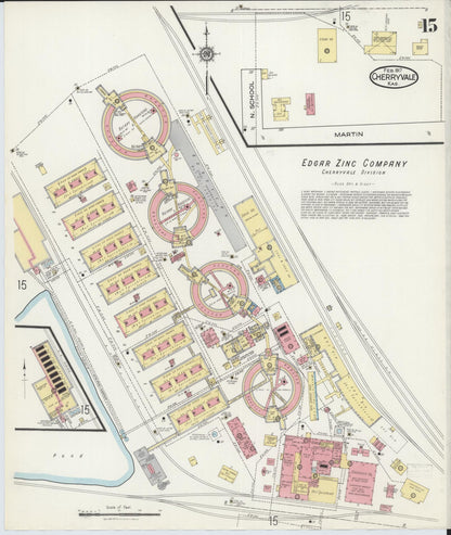 Sanborn Fire Insurance Map from Cherryvale, Montgomery County, Kansas (1917), Sheet #0015 - Complete Map Set gallery image, historic Sanborn map, vintage wall art, Kansas Kansas