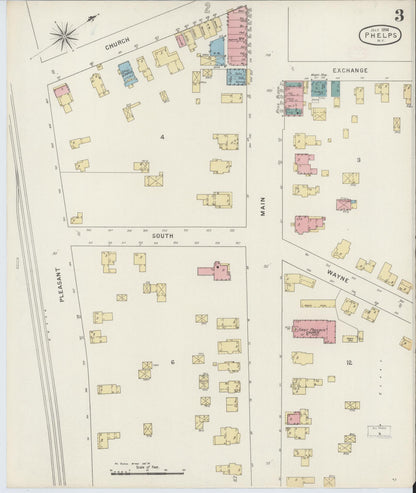 Sanborn Fire Insurance Map from Phelps, Ontario County, New York (1894), Sheet #0003 - Complete Map Set gallery image, historic Sanborn map, vintage wall art, New York New York