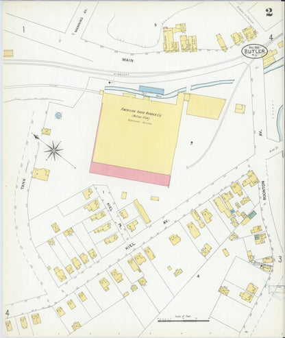 Sanborn Fire Insurance Map from Butler, Morris County, New Jersey (1901), Sheet #0002 - Historic Sanborn Fire Insurance Map Print, vintage old map wall art, antique decor, genealogy gift, New Jersey New Jersey map