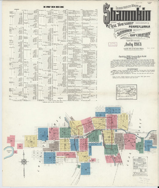 Sanborn Fire Insurance Map from Shamokin, Northumberland County, Pennsylvania (1913), Sheet #0001 - Complete Map Set gallery image, historic Sanborn map, vintage wall art, Pennsylvania Pennsylvania