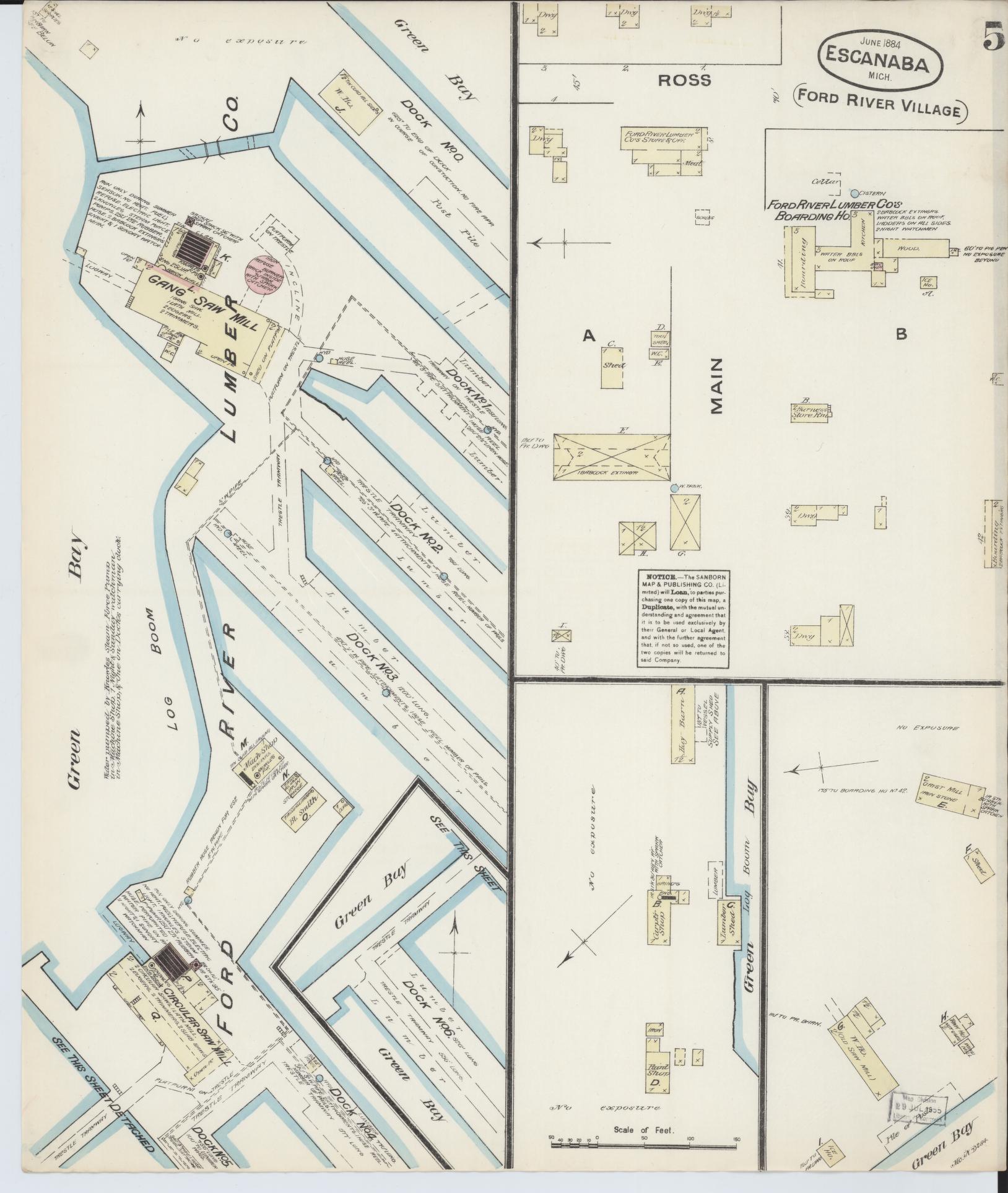 Sanborn Fire Insurance Map from Escanaba, Delta County, Michigan (1884), Sheet #0005 - Historic Sanborn Fire Insurance Map Print, vintage old map wall art, antique decor, genealogy gift, Michigan Michigan map