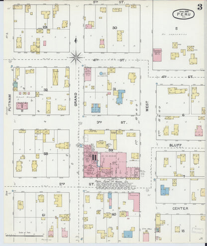 Sanborn Fire Insurance Map from Peru, La Salle County, Illinois (1892), Sheet #0003 - Historic Sanborn Fire Insurance Map Print, vintage old map wall art, antique decor, genealogy gift, Illinois Illinois map