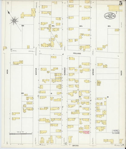 Sanborn Fire Insurance Map from Lewiston, Androscoggin County, Maine (1908), Sheet #0005 - Complete Map Set gallery image, historic Sanborn map, vintage wall art, Maine Maine