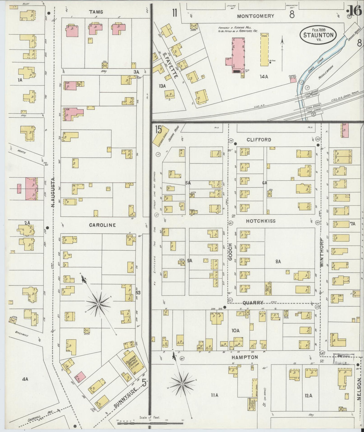 Sanborn Fire Insurance Map from Staunton, Independent Cities, Virginia (1899), Sheet #0016 - Complete Map Set gallery image, historic Sanborn map, vintage wall art, Virginia Virginia