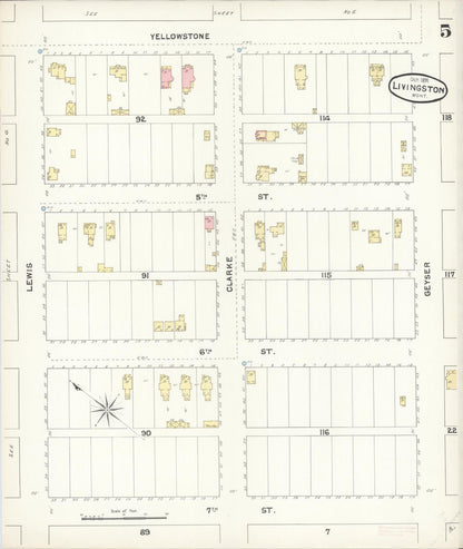 Sanborn Fire Insurance Map from Livingston, Park County, Montana (1891), Sheet #0005 - Complete Map Set gallery image, historic Sanborn map, vintage wall art, Montana Montana