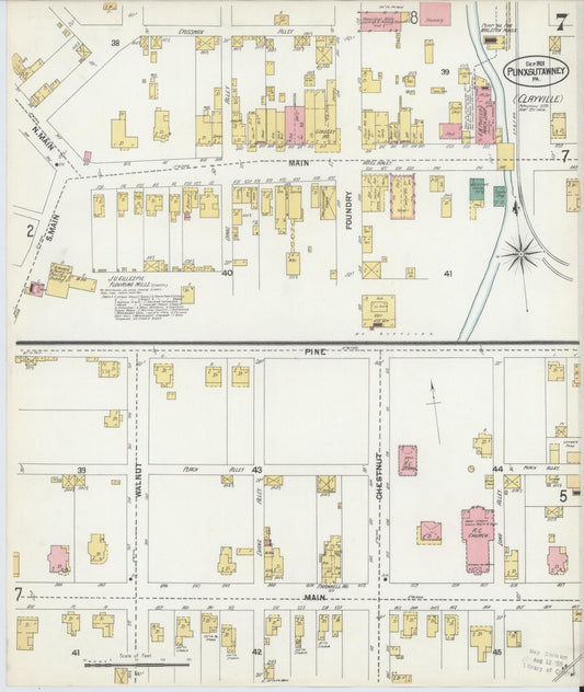 Sanborn Fire Insurance Map from Punxsutawney, Jefferson County, Pennsylvania (1901), Sheet #0007 - Historic Sanborn Fire Insurance Map Print, vintage old map wall art, antique decor, genealogy gift, Pennsylvania Pennsylvania map