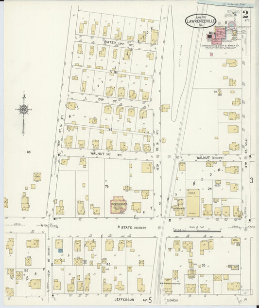 Sanborn Fire Insurance Map from Lawrenceville, Lawrence County, Illinois (1912), Sheet #0002 - Historic Sanborn Fire Insurance Map Print, vintage old map wall art, antique decor, genealogy gift, Illinois Illinois map