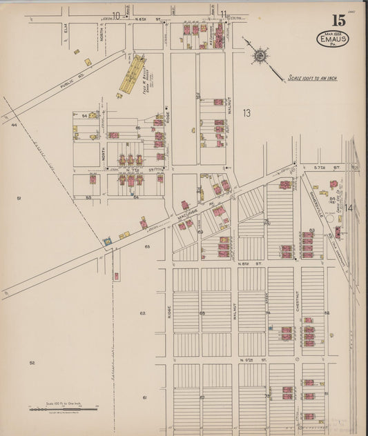 Sanborn Fire Insurance Map from Emaus, Lehigh County, Pennsylvania (1922), Sheet #0015 - Historic Sanborn Fire Insurance Map Print, vintage old map wall art, antique decor, genealogy gift, Pennsylvania Pennsylvania map