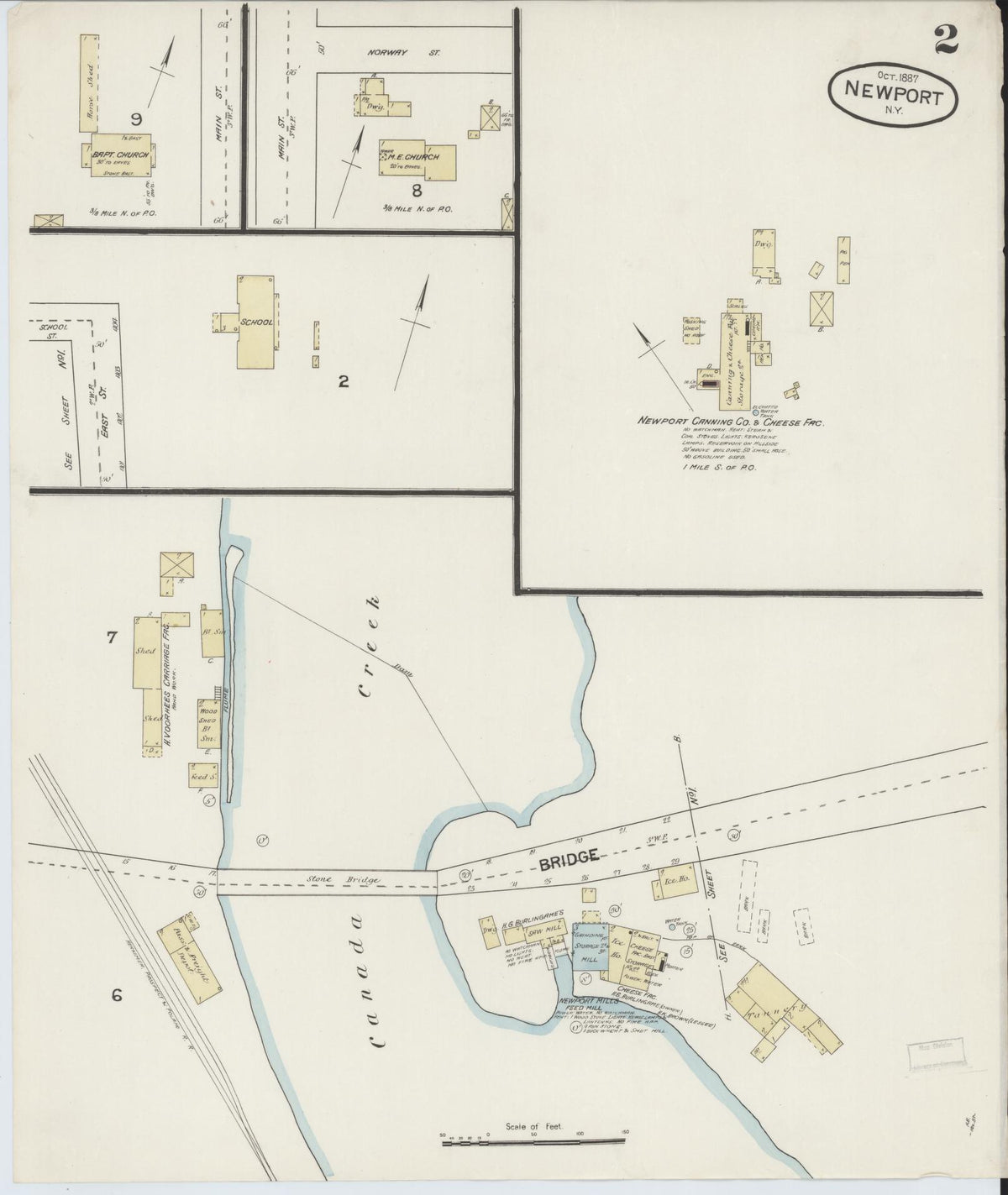 Sanborn Fire Insurance Map from Newport, Herkimer County, New York (1887), Sheet #0002 - Complete Map Set gallery image, historic Sanborn map, vintage wall art, New York New York