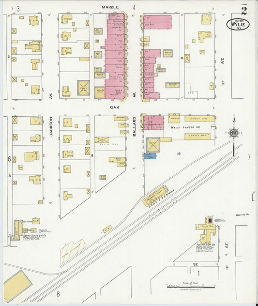 Sanborn Fire Insurance Map from Wylie, Collin County, Texas (1921), Sheet #0002 - Historic Sanborn Fire Insurance Map Print, vintage old map wall art, antique decor, genealogy gift, Texas Texas map