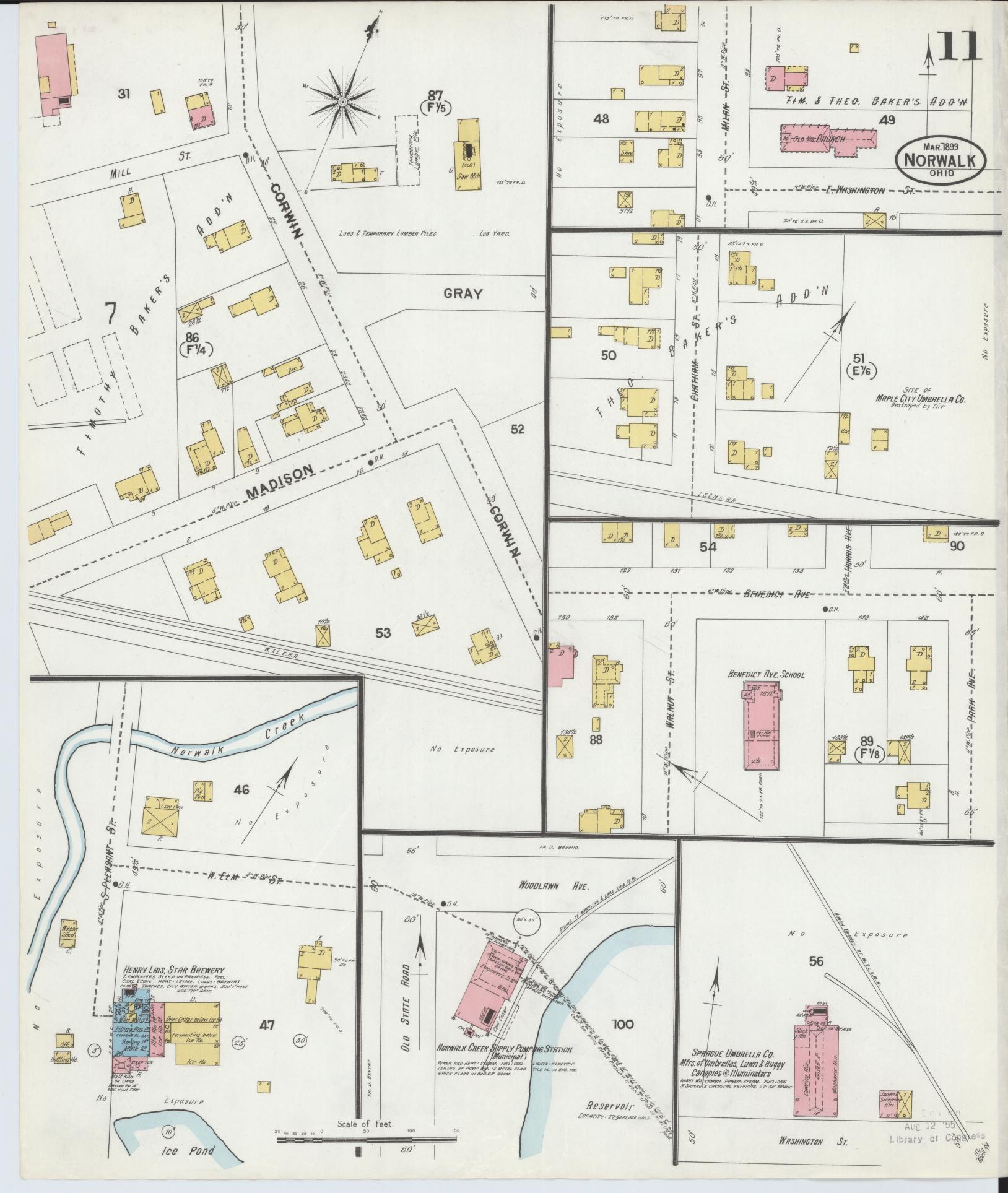 Sanborn Fire Insurance Map from Norwalk, Huron County, Ohio (1899), Sheet #0011 - Complete Map Set gallery image, historic Sanborn map, vintage wall art, Ohio Ohio