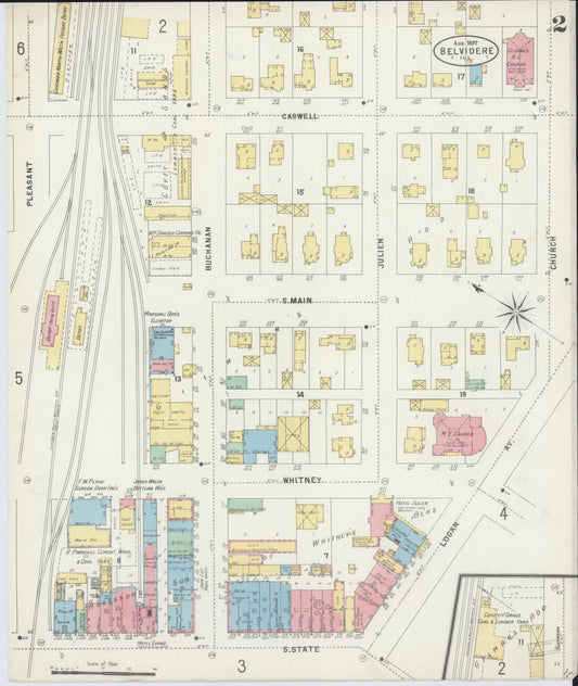 Sanborn Fire Insurance Map from Belvidere, Boone County, Illinois (1897), Sheet #0002 - Historic Sanborn Fire Insurance Map Print, vintage old map wall art, antique decor, genealogy gift, Illinois Illinois map