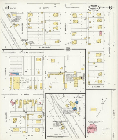 Sanborn Fire Insurance Map from Cordell, Washita County, Oklahoma (1926), Sheet #0006 - Complete Map Set gallery image, historic Sanborn map, vintage wall art, Oklahoma Oklahoma