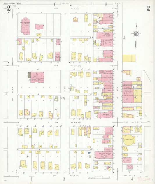 Sanborn Fire Insurance Map from Montgomery, Le Sueur  County, Minnesota (1938), Sheet #0002 - Historic Sanborn Fire Insurance Map Print, vintage old map wall art, antique decor, genealogy gift, Minnesota Minnesota map