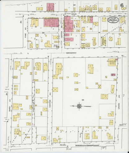 Sanborn Fire Insurance Map from Osceola, Mississippi County, Arkansas (1919), Sheet #0006 - Complete Map Set gallery image, historic Sanborn map, vintage wall art, Arkansas Arkansas