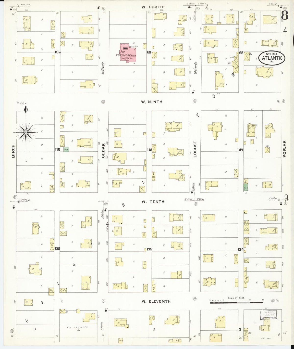 Sanborn Fire Insurance Map from Atlantic, Cass County, Iowa (1908), Sheet #0008 - Historic Sanborn Fire Insurance Map Print