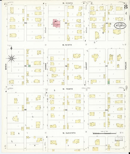 Sanborn Fire Insurance Map from Atlantic, Cass County, Iowa (1908), Sheet #0008 - Historic Sanborn Fire Insurance Map Print