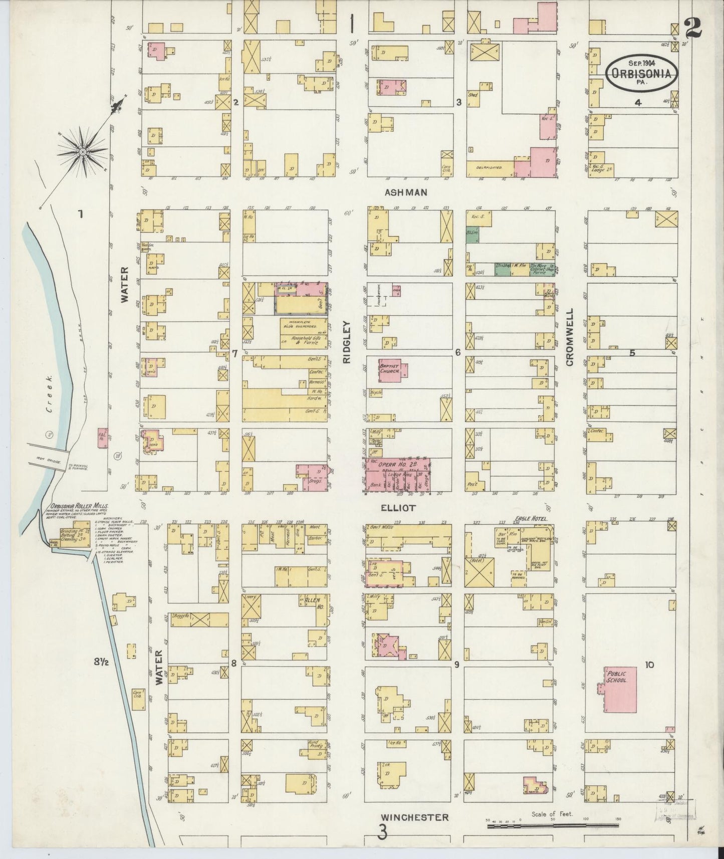 Sanborn Fire Insurance Map from Orbisonia, Huntingdon County, Pennsylvania (1904), Sheet #0002 - Complete Map Set gallery image, historic Sanborn map, vintage wall art, Pennsylvania Pennsylvania