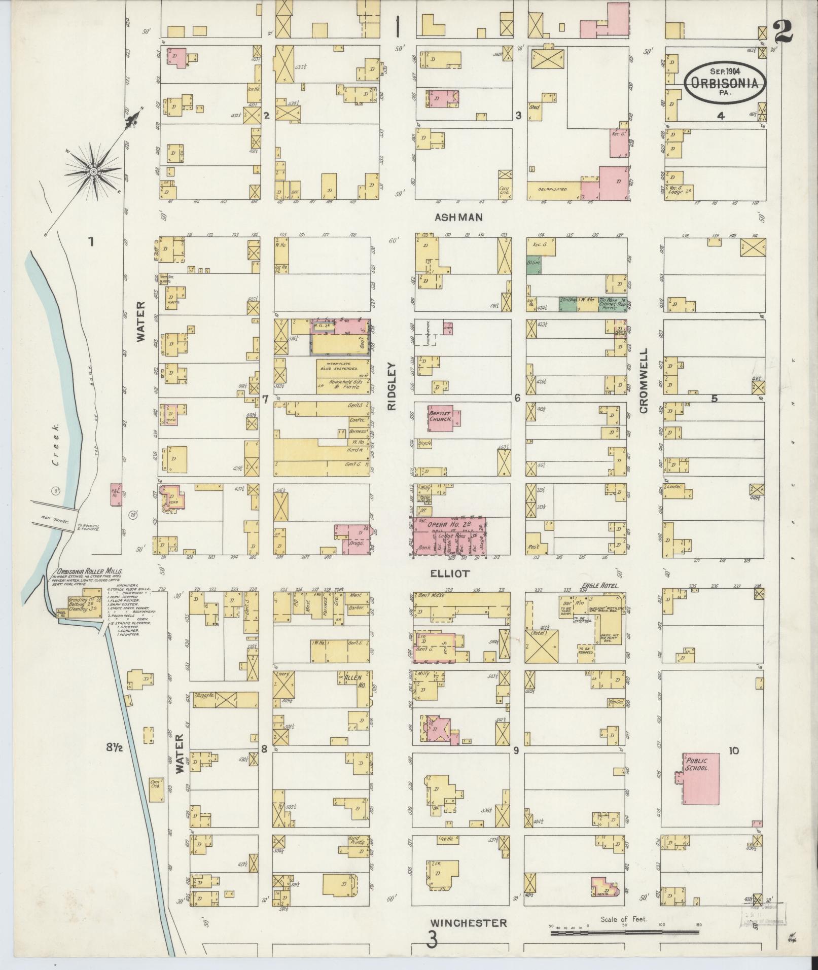 Sanborn Fire Insurance Map from Orbisonia, Huntingdon County, Pennsylvania (1904), Sheet #0002 - Complete Map Set gallery image, historic Sanborn map, vintage wall art, Pennsylvania Pennsylvania
