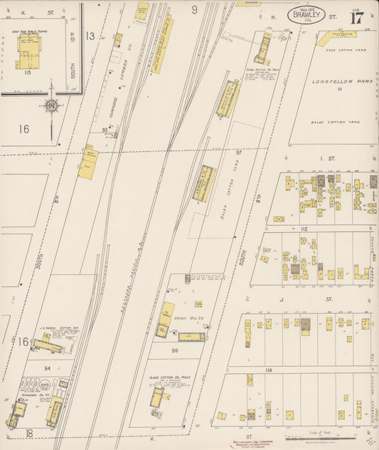 Sanborn Fire Insurance Map from Brawley, Imperial County, California (1922), Sheet #0017 - Historic Sanborn Fire Insurance Map Print, vintage old map wall art, antique decor, genealogy gift, California California map