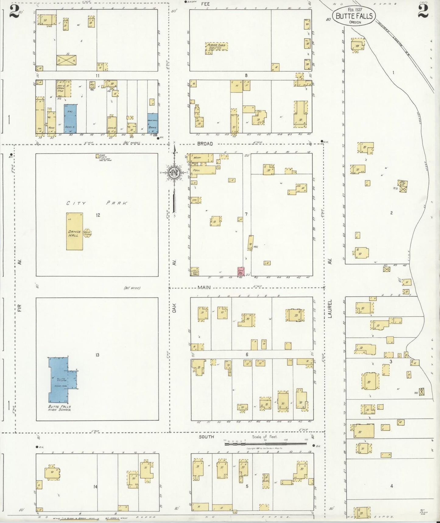 Sanborn Fire Insurance Map from Butte Falls, Jackson County, Oregon (1927), Sheet #0002 - Complete Map Set gallery image, historic Sanborn map, vintage wall art, Oregon Oregon