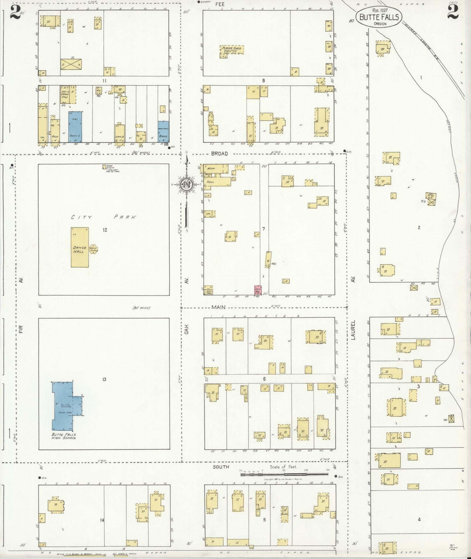 Sanborn Fire Insurance Map from Butte Falls, Jackson County, Oregon (1927), Sheet #0002 - Complete Map Set gallery image, historic Sanborn map, vintage wall art, Oregon Oregon
