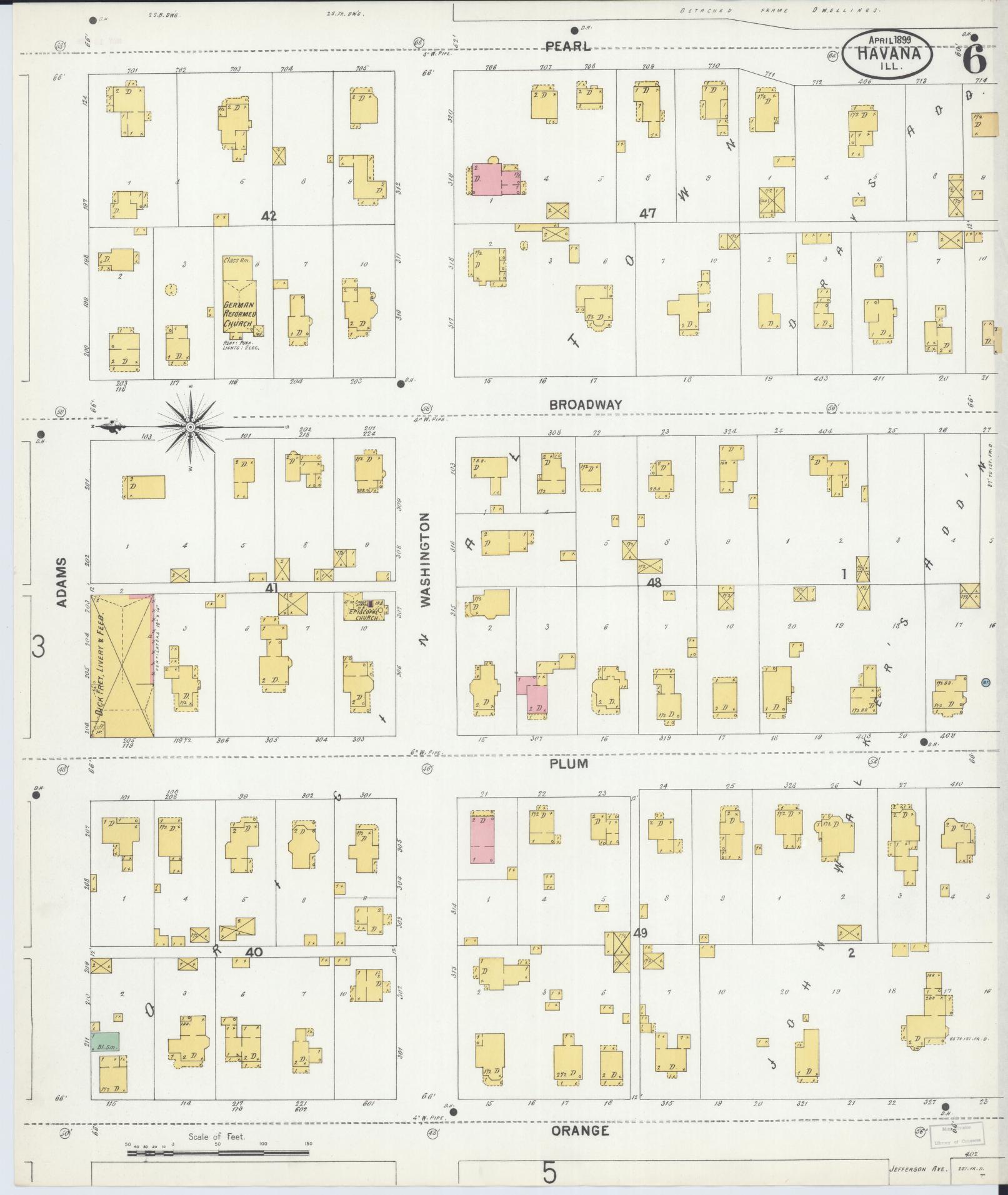Sanborn Fire Insurance Map from Havana, Mason County, Illinois (1899), Sheet #0006 - Complete Map Set gallery image, historic Sanborn map, vintage wall art, Illinois Illinois