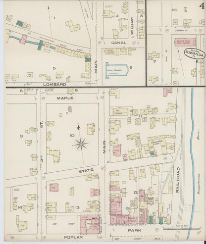 Sanborn Fire Insurance Map from Towanda, Bradford County, Pennsylvania (1885), Sheet #0004 - Complete Map Set gallery image, historic Sanborn map, vintage wall art, Pennsylvania Pennsylvania