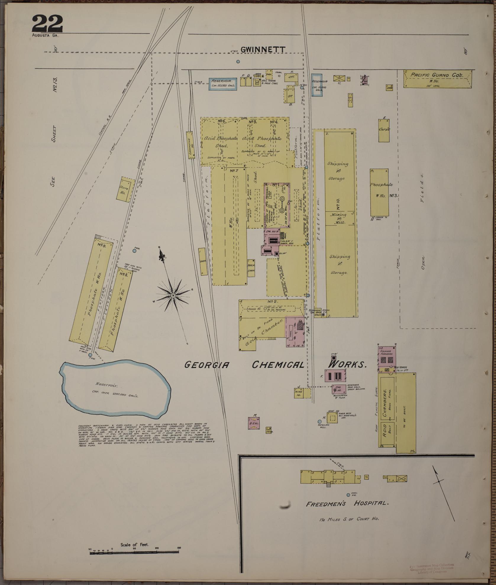 Sanborn Fire Insurance Map from Augusta, Richmond County, Georgia (1890), Sheet #0022 - Complete Map Set gallery image, historic Sanborn map, vintage wall art, Georgia Georgia