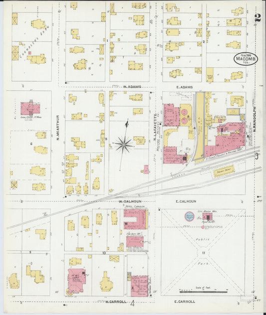 Sanborn Fire Insurance Map from Macomb, Mcdonough County, Illinois (1906), Sheet #0002 - Historic Sanborn Fire Insurance Map Print, vintage old map wall art, antique decor, genealogy gift, Illinois Illinois map
