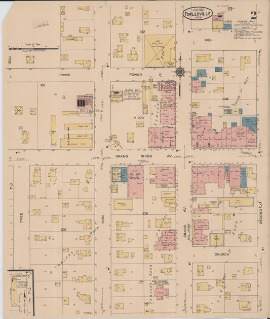 Sanborn Fire Insurance Map from Fowlerville, Livingston County, Michigan (1922), Sheet #0002 - Historic Sanborn Fire Insurance Map Print, vintage old map wall art, antique decor, genealogy gift, Michigan Michigan map